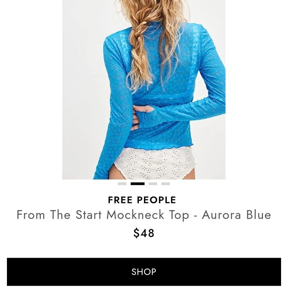 Free People From The Start Blue Lace Top - Picture 5 of 6